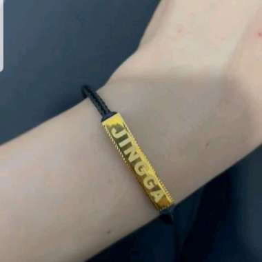 gelang tali model plat ukiran nama elegant emas asli