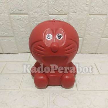 celengan plastik karakter - celengan doraemon plastik - celengan anak Merah
