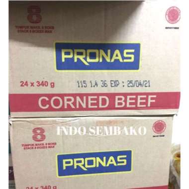 Pronas Kornet Daging Sapi 340g Dus / Pronas Corned Beef Karton / Pronas Kornet Kaleng Daging