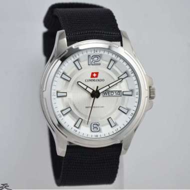 Commando Analog Jam Tangan Pria Strap Kanvas Hitam 2103GS Original