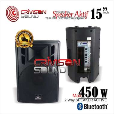SPEAKER AKTIF 15 Inch Model HUPER 450 Watt BLUETOOTH USB MMC RADIO CRIMSON TSPA 15-D