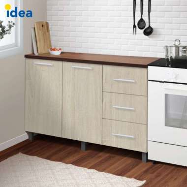 IDEA Furniture DENVER Kitchen Set Lemari Kabinet Dapur Kayu Modern Minimalis Atas Bawah Coklat Muda 