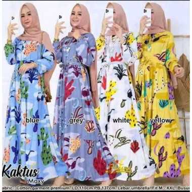 GAMIS TERBARU MOTIF BUNGA KAKTUS / PAKAIAN WANITA KEKINIAN / FASHION WANITA MUSLIM / GAMIS PEREMPUAN