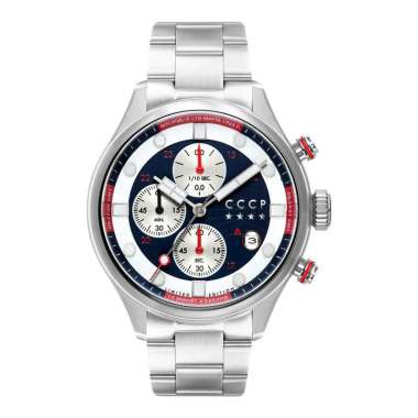Jam Tangan Pria CCCP ComradeÂ CP-7100-22Â Chronograph Dual Tone Dial Stainless Steel Strap Silver