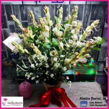 Karangan bunga meja sedap malam isi 20 tangkai | bunga meja asli segar Bunga Sedap Malam