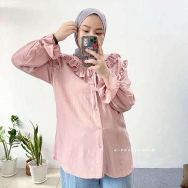 Aline - Haruka Blouse - Atasan Wanita Crinkle - Blouse Korea Dusty