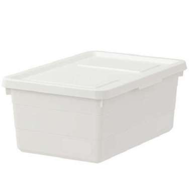 Box Kotak Wadah Penyimpan Berpenutup Plastik Tebal 38x25x15cm_Putih