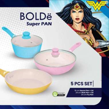 BOLDE SUPER PAN WONDER WOMAN 5 PCS SET PANCI FRY PAN GRANITE KERAMIK