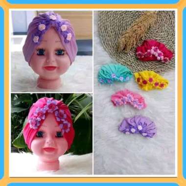 Turban Anak Turban Bayi Ciput Anak Ciput Bayi 5 Bunga 0-3th multiwarna
