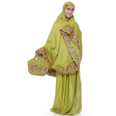 Jual Mukena Sutra Satin Velvet Bordir Malika Mukena Dewasa Semua Ukuran Hijau Lumut