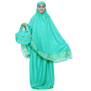 Jual Mukena Sutra Satin Velvet Bordir Malika Mukena Dewasa Semua Ukuran Hijau toska
