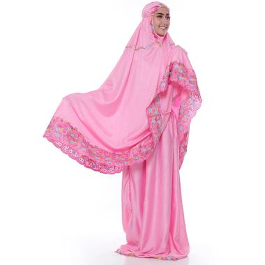Jual Mukena Sutra Satin Velvet Bordir Malika Mukena Dewasa Semua Ukuran PINK