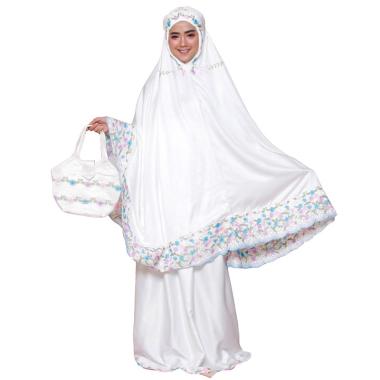 Jual Mukena Sutra Satin Velvet Bordir Malika Mukena Dewasa Semua Ukuran PUTIH
