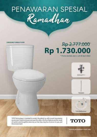 PROMO TOTO CW633JW/F SINGLE FLUSH + THX20NB + T030005 + ECO-E277-1