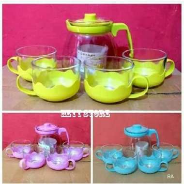 TEAPOT HC / HAPPY CALL TEAPOT SET 5 IN 1TEAPOT GELAS KACA PICHER SET