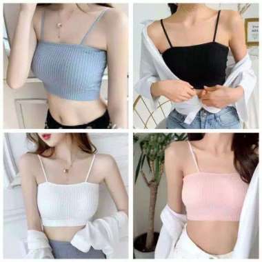 Tanktop Edrea RIB - Crop Top Wanita Tali Spagetti Korean Style / Bra Yoga Wanita / BH SPORT Tanpa Ka