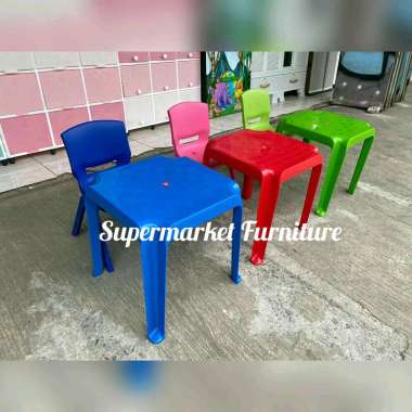 MEJA BELAJAR ANAK PLASTIK 1SET (1KURSI + 1MEJA) MURAH SET BIRU