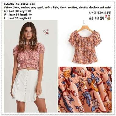 AB155501 Baju Atasan Summer Sabrina Bunga Wanita Blouse Korea Import
