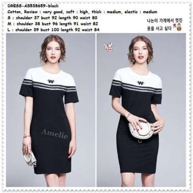 AB538659 Casual Mini Dress Wanita Korea Import Hitam Black