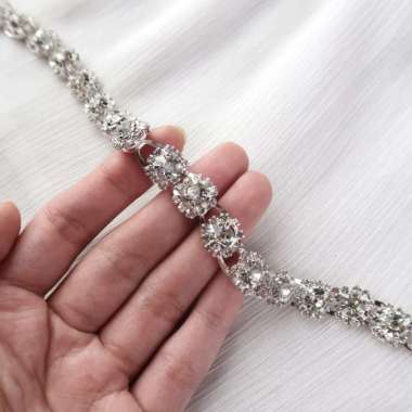 Payet Rangkai Swarovski Mewah Payet Mutiara Premium - Sage Rhinestone Applique
