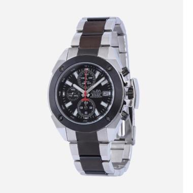 Jam Tangan Pria Alba ACTIVE Quartz Stainless Steel AF8M19 Original BLACK SILVER