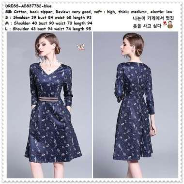 AB837782 Premium Mini Dress Gaun Pesta Wanita Korea Import Biru Blue