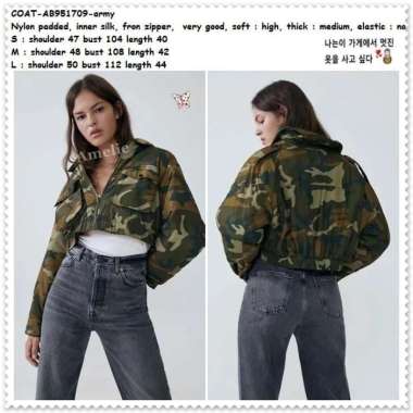 AB951709 Crop Jacket Army Jaket Tentara Wanita Korea Import