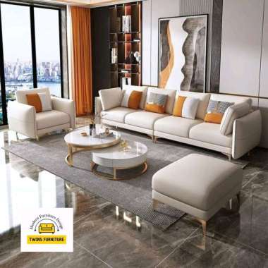 sofa ruang tamu fullset mewah putih elegant