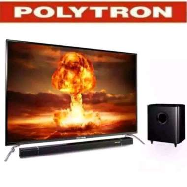 TV POLYTRON LED 32 INCH SOUNDBAR TV + PAKING KAYU