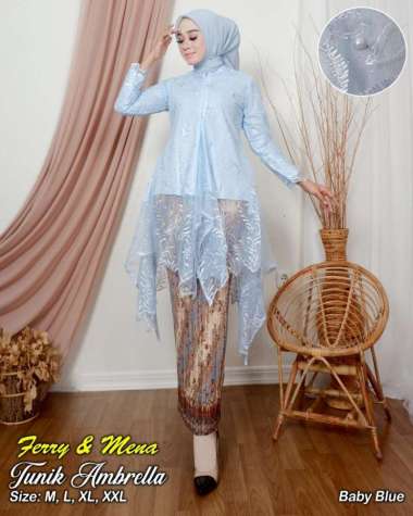Setelan Kebaya Muslim Wanita Tunik Azalea Kebaya Dewasa Kebaya Pesta M baby blue