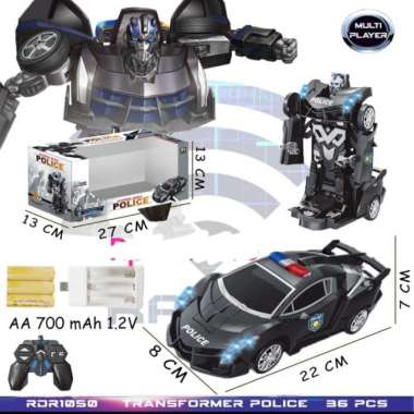 MAINAN RC MOBIL ROBOT POLISI TRANSFORMER DEFORMATION POLICE CAR REMOTE Multicolor
