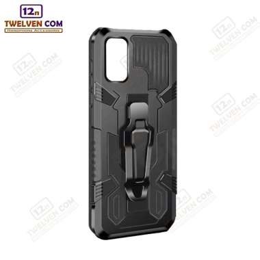 Case Shockproof Infinix Note 7 Lite Armor Hardcase Stand Clip Warna Hitam