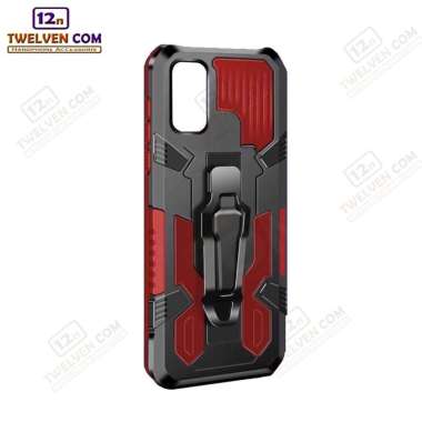Case Shockproof Infinix Note 7 Lite Armor Hardcase Stand Clip Warna Merah