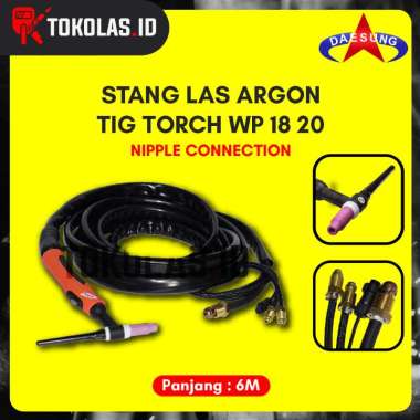 Tig Torch Stang Las Argon WP 18 Water Cooled Nipple Connection Daesung - 6 Meter