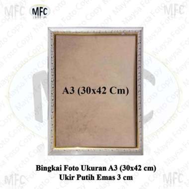 Bingkai Foto A3 30x42 Cm full Ukir Emas Silver Coklat Putih Emas Putih Emas