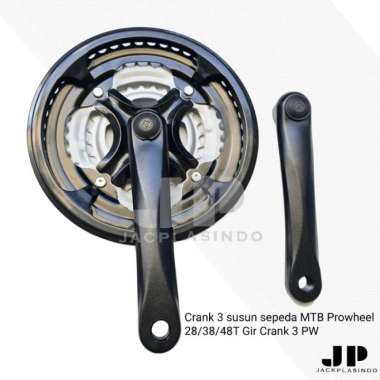 Crank 3 susun sepeda MTB Prowheel Alloy Hitam 28/38/48T Gir Crank BEST SELLER Multicolor