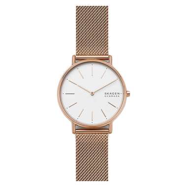 Jam Tangan Wanita Skagen Signatur SKW2784 Ladies White Dial Rose Gold Mesh Strap Rose Gold