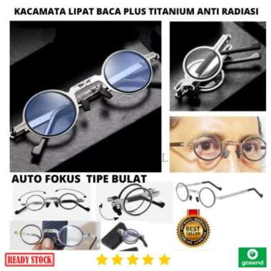 Kacamata Baca Plus Lipat Anti Radiasi Auto Fokus Titanium Bulat 113118 PLUS +1