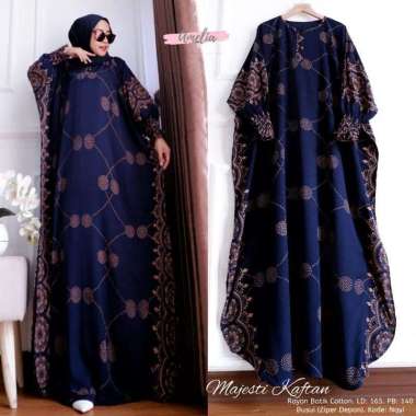 Puspa Kaftan Wanita Rayon Premium Kaftan Jumbo Batik Dress Gamis Bigsize LD 160 cm Kaftan Majesti Na