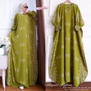 Puspa Kaftan Wanita Rayon Premium Kaftan Jumbo Batik Dress Gamis Bigsize LD 160 cm Kaftan Majesti Ol