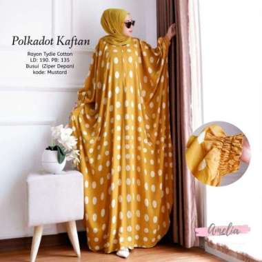 Puspa Kaftan Wanita Rayon Premium Kaftan Jumbo Batik Dress Gamis Bigsize LD 160 cm Kaftan Polka Must
