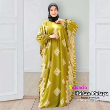 Puspa Kaftan Wanita Rayon Premium Kaftan Jumbo Batik Dress Gamis Bigsize LD 160 cm Kaftan Melayu Oli