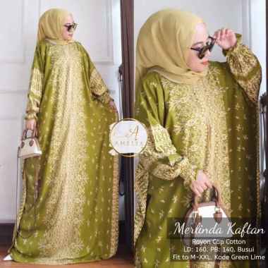 Puspa Kaftan Wanita Rayon Premium Kaftan Jumbo Batik Dress Gamis Bigsize LD 160 cm K.Merlinda Olive
