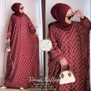 Puspa Kaftan Wanita Rayon Premium Kaftan Jumbo Batik Dress Gamis Bigsize LD 160 cm Kaftan Vinsa Maro