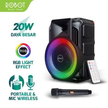 ROBOT RB500 RGB Bluetooth Karaoke Speaker Mic Wireless Black