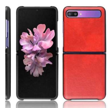 Samsung Galaxy Z Flip Case Premium Leather Case Hard Back Original Merah