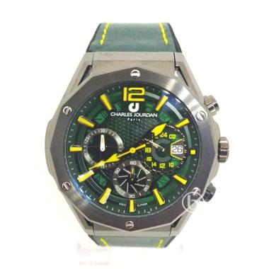Charles Jourdan Ludis 1101 -1882 CChronograph Jam Tangan Pria Grey Green Army