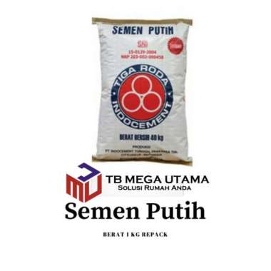 Semen Putih Tiga Roda Repack 1 kg dari Kemasan Sak 40 kg