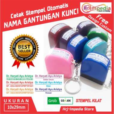 Cetak Cap Stempel Gantungan Kunci Nama Dokter Otomatis Warna Flash | Cetak Stempel Nama Stempel Gant