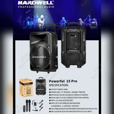 Speaker Aktif Portable Meeting Hardwell Powerful 15 Pro 15 Inch 500W